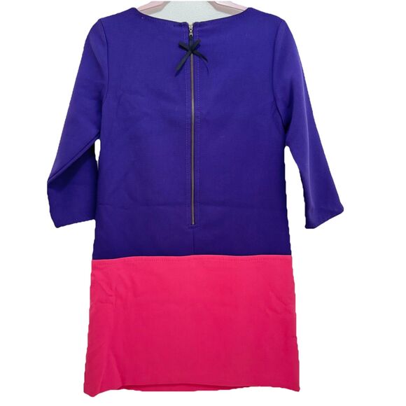 LOFT Color Block Purple Pink Dress Small Retro Zip Back Sz 2 - Picture 2 of 6